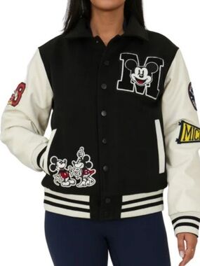 NWT Disney Mickey Letterman Varsity Jacket - Black & White. ( Unisex  )